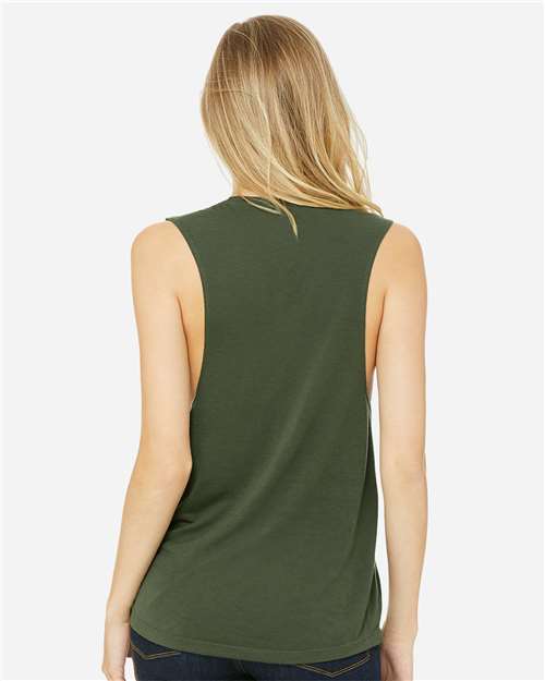 BELLA + CANVAS Women's Flowy Scoop Muscle Tank 8803 - Military Green