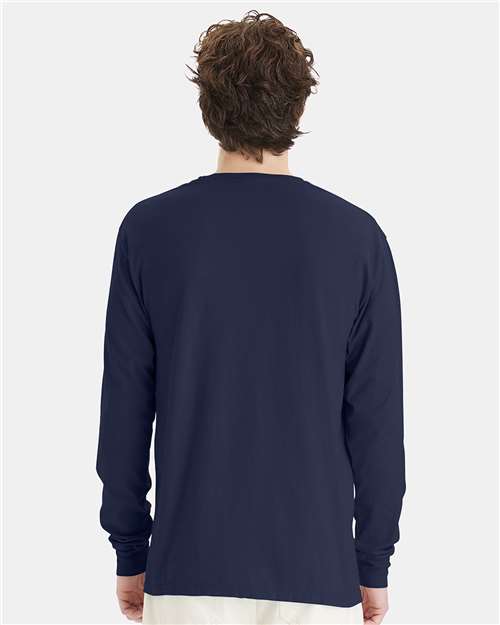 ComfortWash by Hanes Unisex Garment-Dyed Long Sleeve T-Shirt GDH200 - Navy