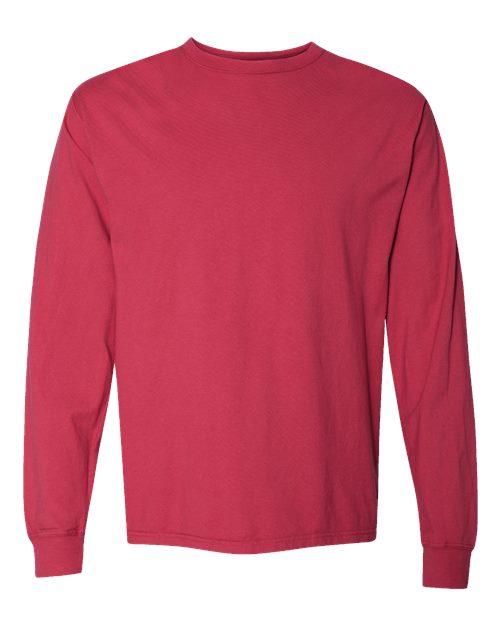 ComfortWash by Hanes Unisex Garment-Dyed Long Sleeve T-Shirt GDH200 - Crimson Fall