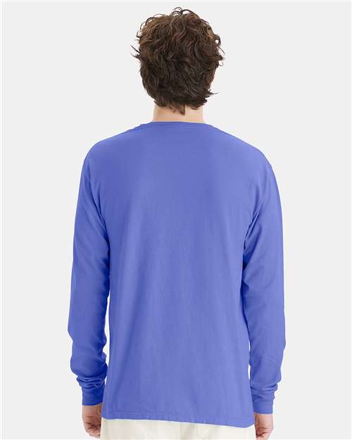 ComfortWash by Hanes Unisex Garment-Dyed Long Sleeve T-Shirt GDH200 - Deep Forte Blue