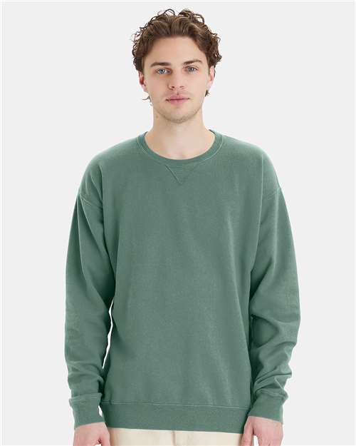 ComfortWash by Hanes Unisex Garment-Dyed Crewneck Sweatshirt GDH400 - Cypress Green