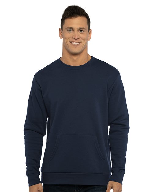 Next Level Unisex Santa Barbara Pocket Crewneck Sweatshirt 9001