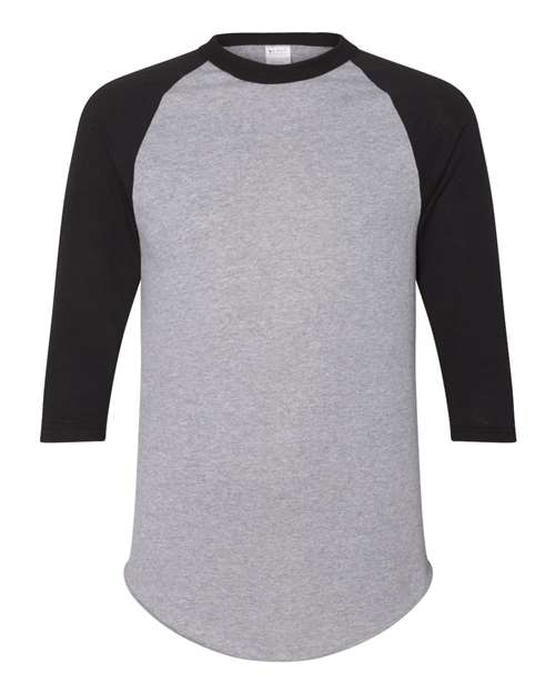 Augusta Sportswear Unisex Three-Quarter Raglan Sleeve Baseball Jersey T-Shirt 4420 - Athletic Heather/ Black