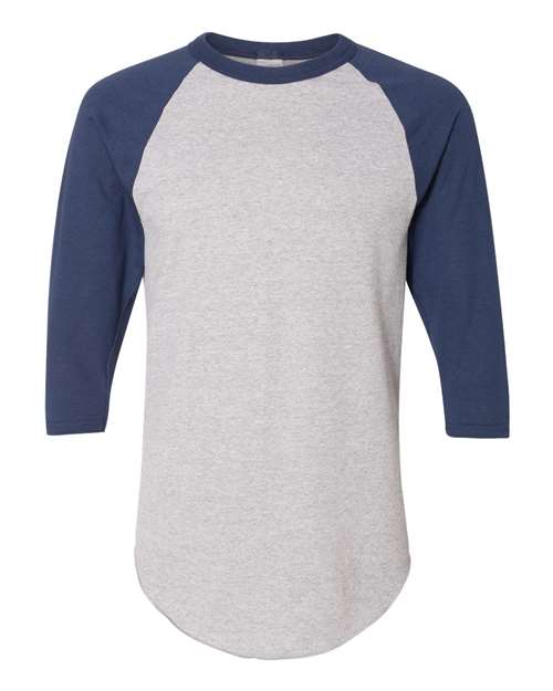 Augusta Sportswear Unisex Three-Quarter Raglan Sleeve Baseball Jersey T-Shirt 4420 - Athletic Heather/ Navy