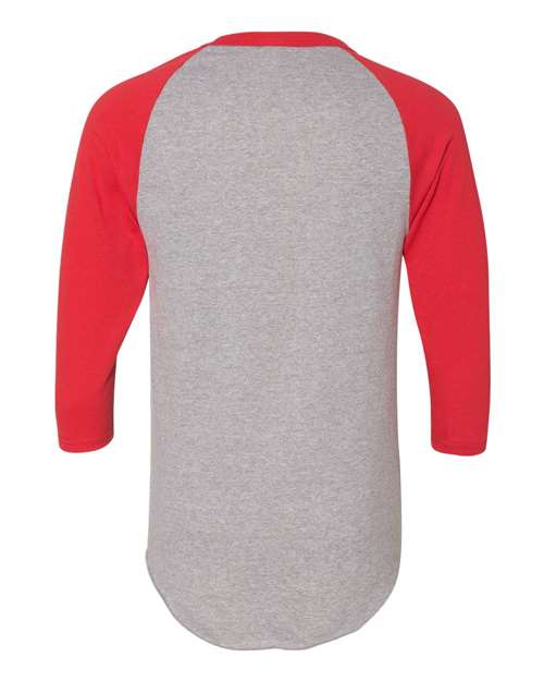 Augusta Sportswear Unisex Three-Quarter Raglan Sleeve Baseball Jersey T-Shirt 4420 - Athletic Heather/ Red