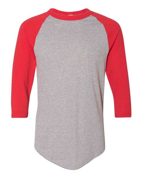 Augusta Sportswear Unisex Three-Quarter Raglan Sleeve Baseball Jersey T-Shirt 4420 - Athletic Heather/ Red