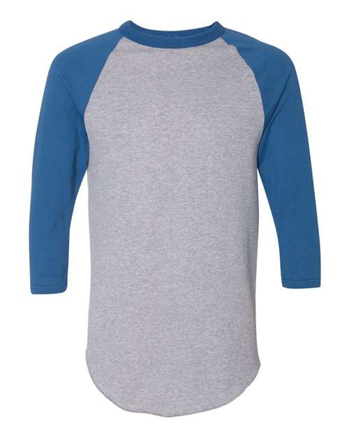 Augusta Sportswear Unisex Three-Quarter Raglan Sleeve Baseball Jersey T-Shirt 4420 - Athletic Heather/ Royal