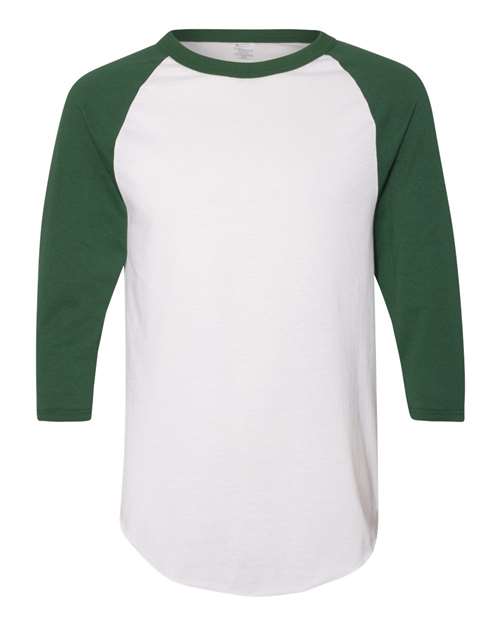 Augusta Sportswear Unisex Three-Quarter Raglan Sleeve Baseball Jersey T-Shirt 4420 - White/ Dark Green