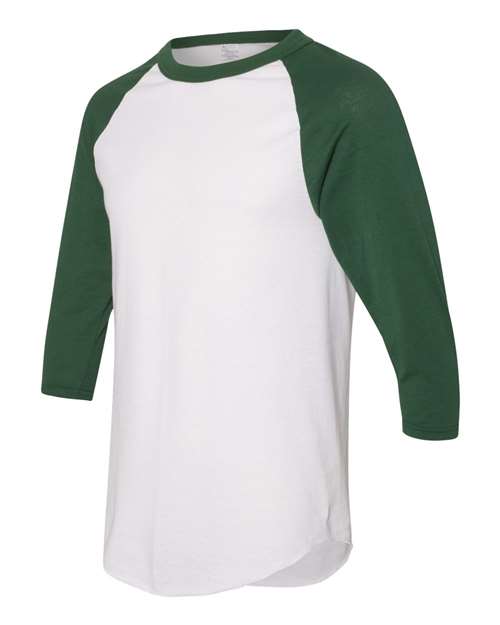 Augusta Sportswear Unisex Three-Quarter Raglan Sleeve Baseball Jersey T-Shirt 4420 - White/ Dark Green
