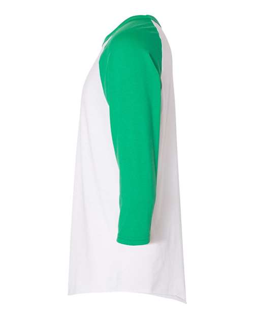 Augusta Sportswear Unisex Three-Quarter Raglan Sleeve Baseball Jersey T-Shirt 4420 - White/ Kelly