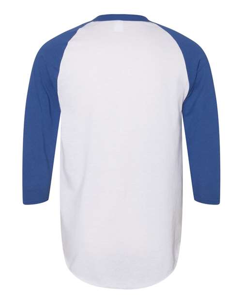 Augusta Sportswear Unisex Three-Quarter Raglan Sleeve Baseball Jersey T-Shirt 4420 - White/ Royal