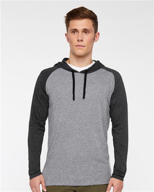 LAT Men's Fine Jersey Hooded Long Sleeve Raglan T-Shirt 6917