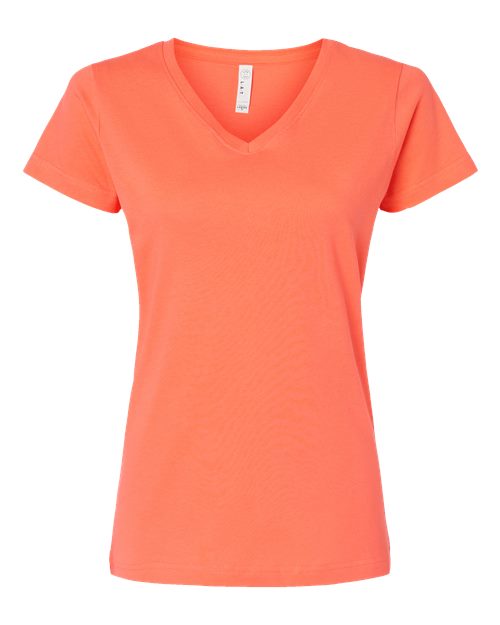 LAT Women's Fine Jersey V-Neck Tee 3507 - Papaya