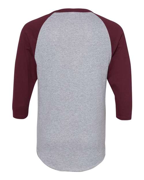 Augusta Sportswear Unisex Three-Quarter Raglan Sleeve Baseball Jersey T-Shirt 4420 - Athletic Heather/ Maroon