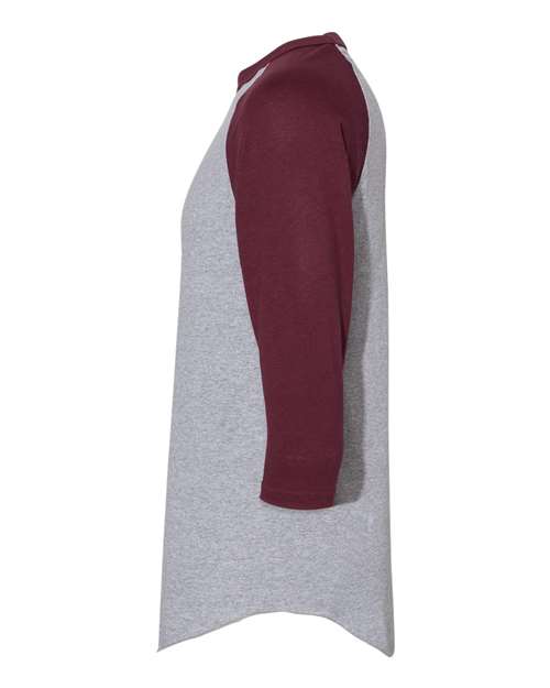 Augusta Sportswear Unisex Three-Quarter Raglan Sleeve Baseball Jersey T-Shirt 4420 - Athletic Heather/ Maroon