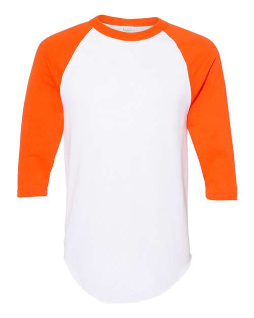 Augusta Sportswear Unisex Three-Quarter Raglan Sleeve Baseball Jersey T-Shirt 4420 - White/ Orange