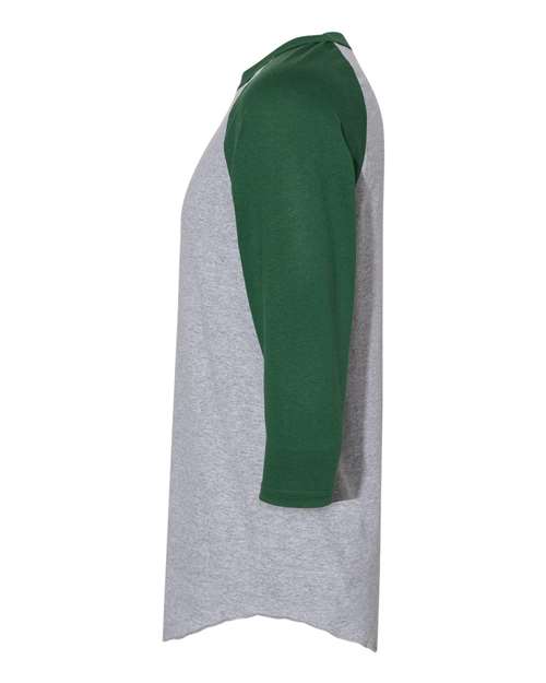 Augusta Sportswear Unisex Three-Quarter Raglan Sleeve Baseball Jersey T-Shirt 4420 - Athletic Heather/ Dark Green