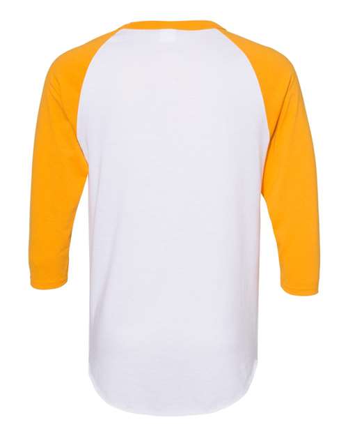 Augusta Sportswear Unisex Three-Quarter Raglan Sleeve Baseball Jersey T-Shirt 4420 - White/ Gold