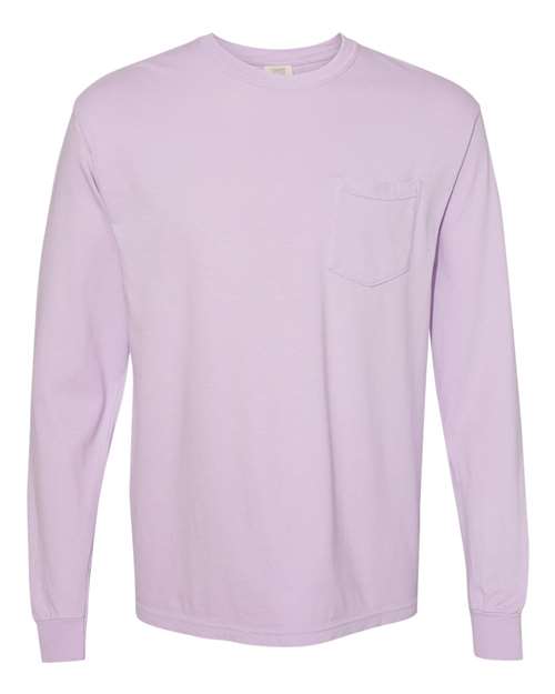 Comfort Colors Unisex Garment-Dyed Heavyweight Long Sleeve Pocket T-Shirt 4410 - Orchid