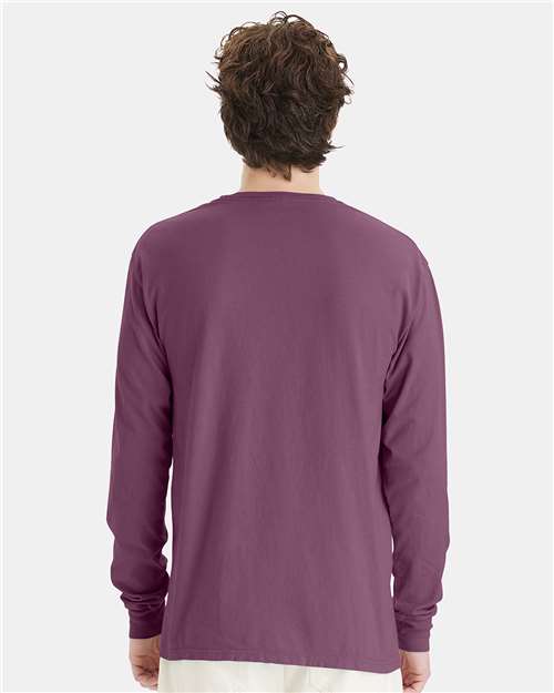 ComfortWash by Hanes Unisex Garment-Dyed Long Sleeve T-Shirt GDH200 - Purple Plum Raisin