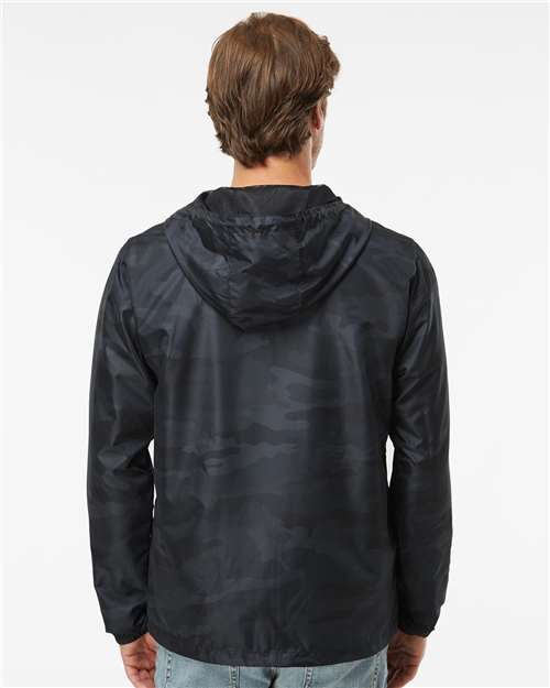 Independent Trading Co. Men's Lightweight Windbreaker Full-Zip Jacket EXP54LWZ - Black Camo