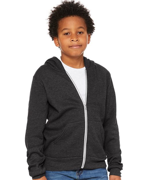 BELLA + CANVAS Youth Sponge Fleece Full-Zip Hoodie Sweatshirt 3739Y