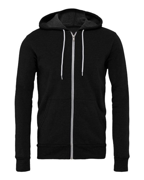 BELLA + CANVAS Unisex Sponge Fleece Full-Zip Hoodie Sweatshirt 3739 - Black Heather