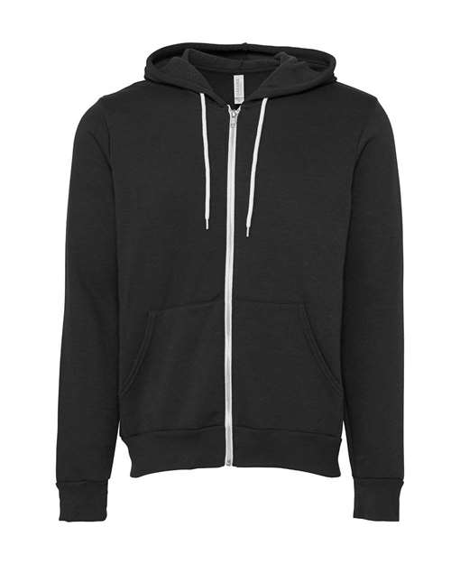 BELLA + CANVAS Unisex Sponge Fleece Full-Zip Hoodie Sweatshirt 3739 - DTG Dark Grey