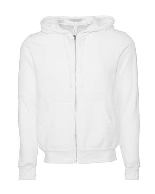 BELLA + CANVAS Unisex Sponge Fleece Full-Zip Hoodie Sweatshirt 3739 - DTG White