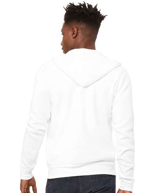BELLA + CANVAS Unisex Sponge Fleece Full-Zip Hoodie Sweatshirt 3739 - DTG White