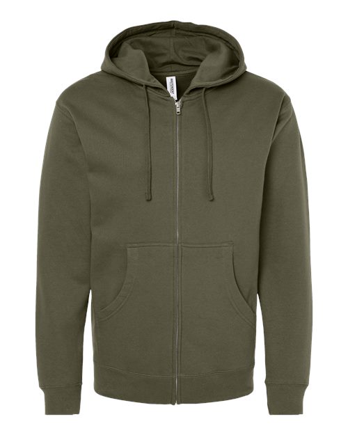 Independent Trading Co. Unisex Midweight Full-Zip Hooded Sweatshirt SS4500Z - Army