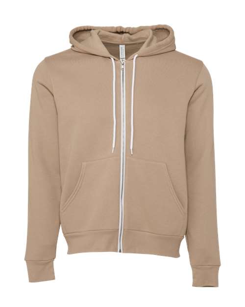 BELLA + CANVAS Unisex Sponge Fleece Full-Zip Hoodie Sweatshirt 3739 - Tan