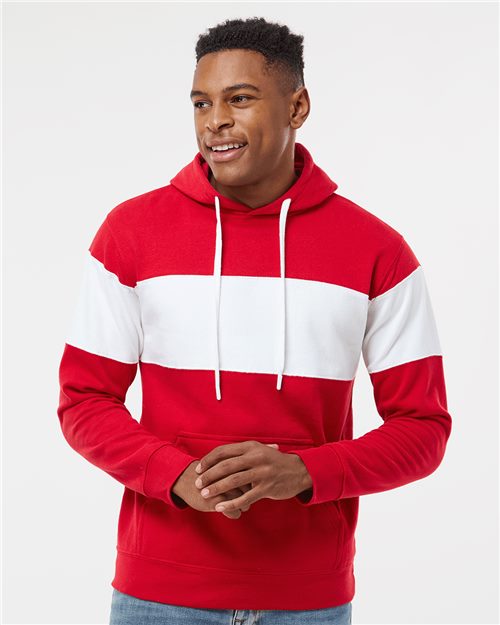 J. America Men's Varsity Fleece Colorblocked Hooded Sweatshirt 8644