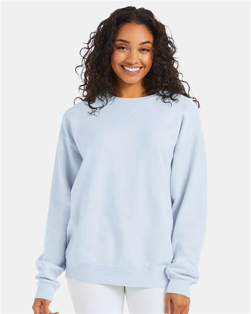 ComfortWash by Hanes Unisex Garment-Dyed Crewneck Sweatshirt GDH400 - Soothing Blue