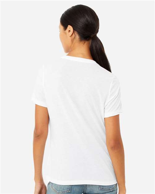 BELLA + CANVAS Women’s Relaxed Fit Heather CVC Tee 6400CVC - Solid White Blend