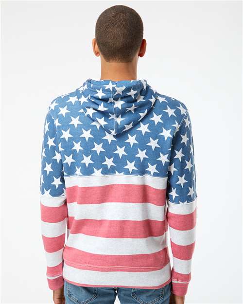 J. America Men's Triblend Fleece Hooded Sweatshirt 8871 - Stars & Stripes Triblend
