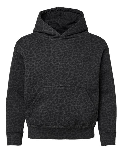 LAT Youth Fleece Hoodie Sweatshirt 2296 - Black Leopard