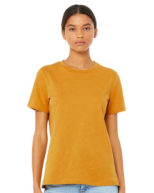 BELLA + CANVAS Women’s Relaxed Fit Heather CVC Tee 6400CVC - Heather Mustard