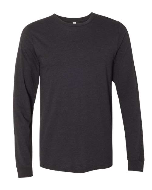 BELLA + CANVAS Heather CVC Long Sleeve Tee 3501CVC - Black Heather