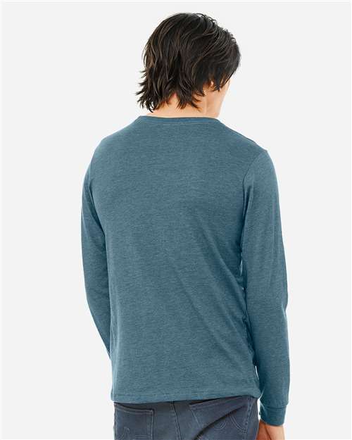BELLA + CANVAS Heather CVC Long Sleeve Tee 3501CVC - Heather Deep Teal