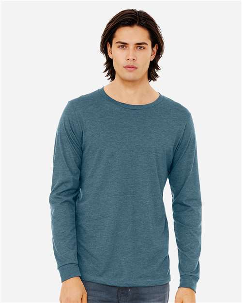 BELLA + CANVAS Heather CVC Long Sleeve Tee 3501CVC - Heather Deep Teal