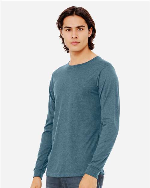 BELLA + CANVAS Heather CVC Long Sleeve Tee 3501CVC - Heather Deep Teal