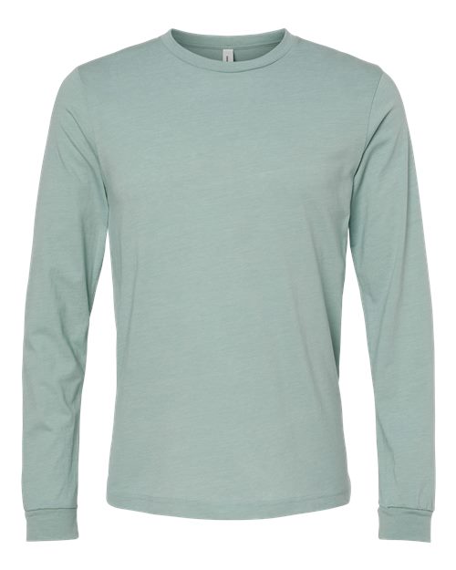BELLA + CANVAS Heather CVC Long Sleeve Tee 3501CVC - Heather Dusty Blue