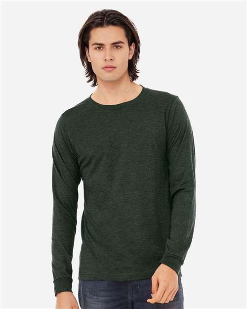 BELLA + CANVAS Heather CVC Long Sleeve Tee 3501CVC - Heather Forest
