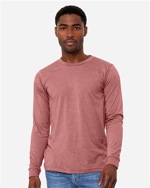 BELLA + CANVAS Heather CVC Long Sleeve Tee 3501CVC - Heather Mauve