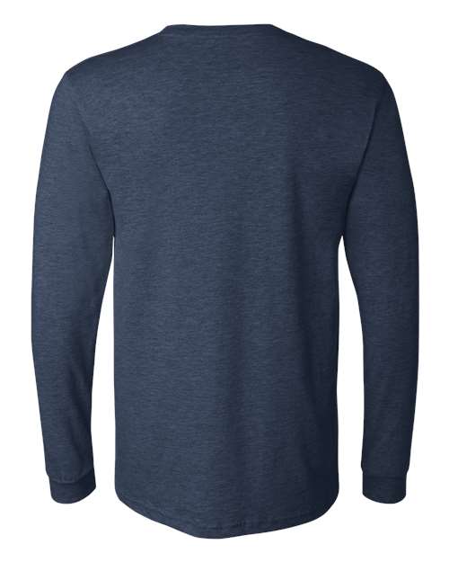 BELLA + CANVAS Heather CVC Long Sleeve Tee 3501CVC - Heather Navy