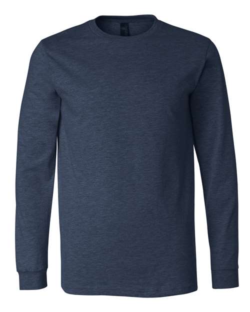 BELLA + CANVAS Heather CVC Long Sleeve Tee 3501CVC - Heather Navy