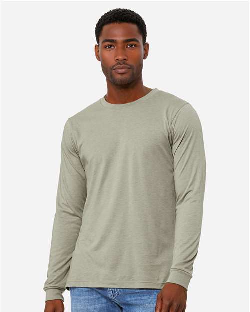 BELLA + CANVAS Heather CVC Long Sleeve Tee 3501CVC - Heather Stone