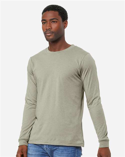 BELLA + CANVAS Heather CVC Long Sleeve Tee 3501CVC - Heather Stone