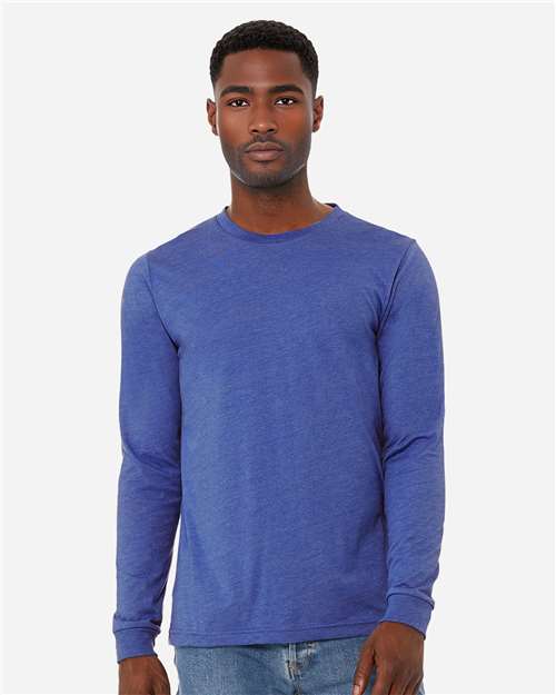 BELLA + CANVAS Heather CVC Long Sleeve Tee 3501CVC - Heather True Royal